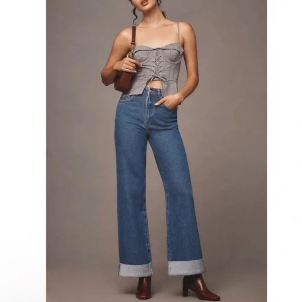 Brand new Anthropologie Pilcro high waist wide leg cuffed jeans